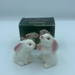 Vintage Avon Bunny Mates Hand Painted Ceramic Salt & Pepper Shakers